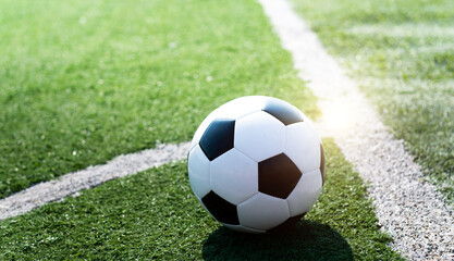 Fototapeta na wymiar Soccer ball on corner kick line