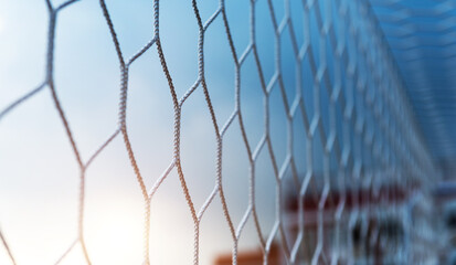 Closeup of soccer goal net