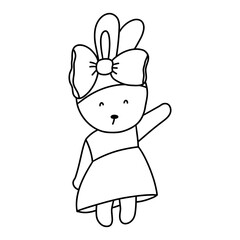 Rabbit character in cute costume, Rabbit Cartoon animal character, hand drawn illustration