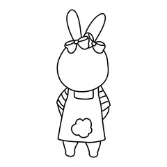 Rabbit character in cute costume, Rabbit Cartoon animal character, hand drawn illustration