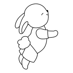 Rabbit character in cute costume, Rabbit Cartoon animal character, hand drawn illustration