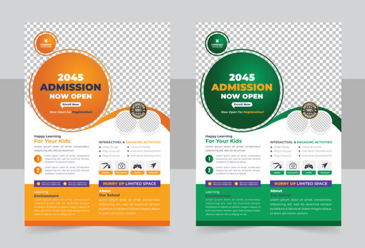 Creative and modern online school kids education admission flyer poster template design