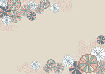 Obraz premium おしゃれシンプルな和柄背景ベクターイラスト素材 正月年賀用背景