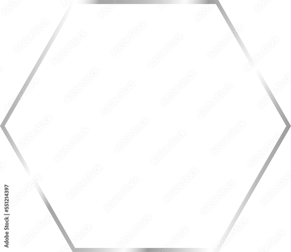 Canvas Prints silver hexagon frame isolated on transparent background, luxury border template design for invitatio