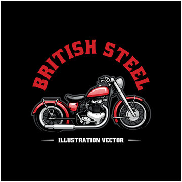 british classic motorcycle logo vector in black background