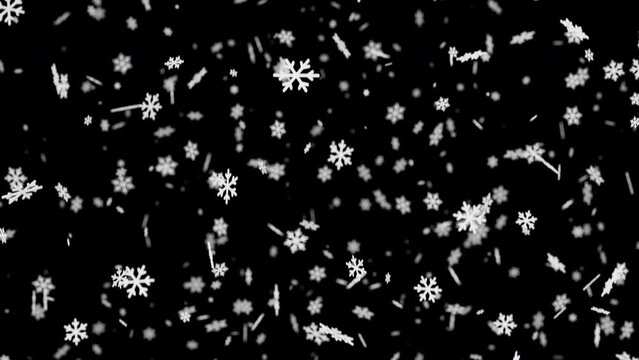 White snowflakes slowly falling down with soft focus. New Year or birthday background Loopable 3D animation.