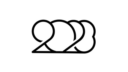 monochrome 2023 text line art design vector stock