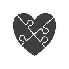 Jigsaw puzzle icon on transparent background.	