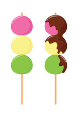 dango illustration design with melted chocolate