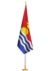 Isolated small national flag of Kiribati vector with golden flagpole.Standing miniature flag of Kiribati