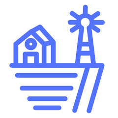 Filed Agriculture Farming Farm House Wind Turbine Icon