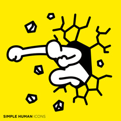 シンプルな人間のアイコンシリーズ　「壁を壊す人」