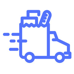 Food Delivery Grocery Truck Van Supermarket Icon