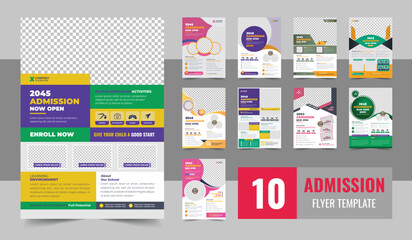 Kids back to school education admission flyer poster layout template design bundle, Admission Coming soon Flyer vector template, Junior and senior high school promotion banner
