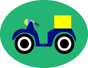 Delivery motoroller with yellow bag