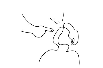 angry adult warns little boy gets angry pulls his ear