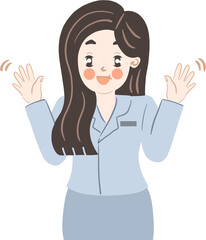 인사하는 회사원 상반신 여성 PNG일러스트