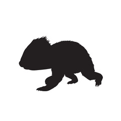 Black silhouette cute koala bear. Cartoon animal design flat vector illustration isolated on white background.