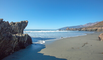 Low tide at Pacific Valley beach on the Big Sur central California coastline United States