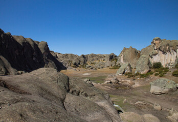 Fototapeta na wymiar landscape in the rocks mountains in Marcahuasi, Peru