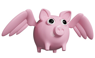 pink piggy bank with wings isolated. saving money concept, 3d illustration or 3d render