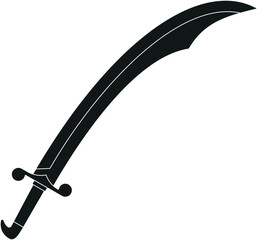 Naklejka premium Single black scimitar flat vector illustration