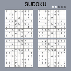 Set of Vector Sudoku puzzles. Easy level. 