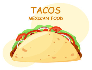 Tacos. Mexican food. Cartoon design.
