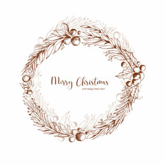 Hand draw decorative christmas wreath sketch design © Harryarts