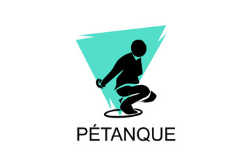 petanque sport vector line icon. practice petanque stance. sport pictogram, vector illustration.