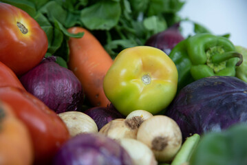 Assorted vegetables on organic background