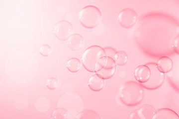Abstract Beautiful Pink Soap Bubbles Background.  Blurred, Celebration, Romantic Love Valentines Theme. Freshness Soap Sud Bubbles Water.	
