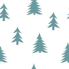 christmas tree seamless pattern hand drawn in doodle style. silhouette, simple, minimalism, monochrome