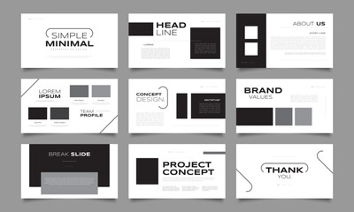 Simple Minimal Black and White Presentation Design Templates. Use for Presentation, Branding, Flyer, Leaflet, Marketing, Advertising, Annual Report, Banner, Landing Page, and Website Design