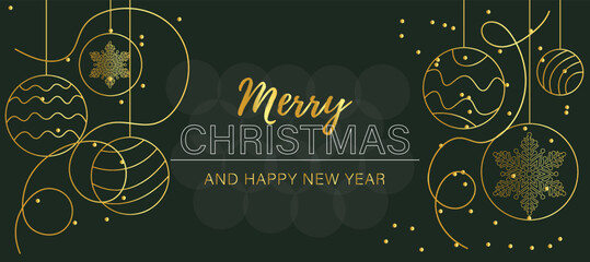 Beautiful Christmas and New Year greeting card on dark background