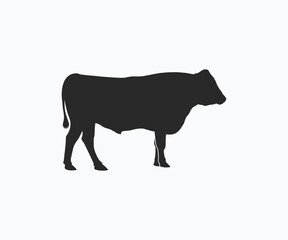Silhouette bull vector. Wagyu bull vector icon template, Silhouette wagyu cow vector icon template