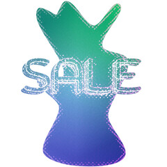 Abstract transparent iridescent grunge sale sticker element.