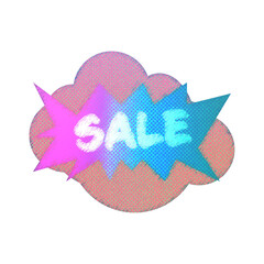 Abstract transparent iridescent grunge sale sticker element.