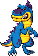 Scary dinosaur character with hunter pose
