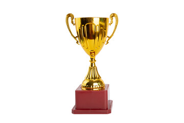 award cup isolated, gold prize, winner trophy, first place on white background