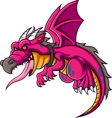 A red fantasy dragon flying