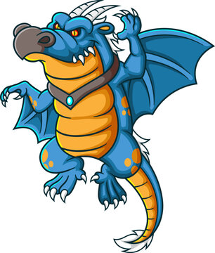A blue fantasy dragon flying
