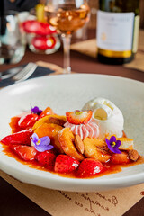 ice cream with fresh fruits