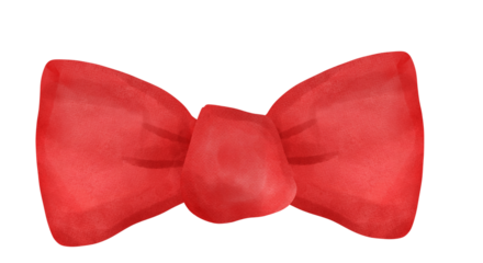 cute red ribbon hair bow tie watercolour illustration