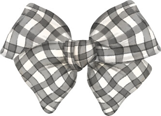 cute check striped ribbon hair bow tie watercolour illustration