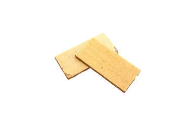 Confectionery wafers with chocolate nut filling on a white background