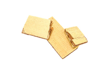 Confectionery wafers with chocolate nut filling on a white background