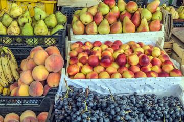 Fresh different fruits are sold in the market