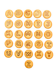 letter cookies alphabet on white background