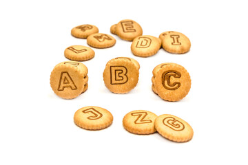 letter cookies alphabet on white background
